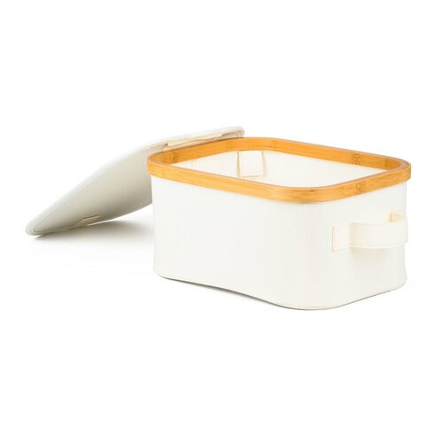 Cutie de depozitare G21 24 x 30 x 15 cm, dinbambus cu capac, bej