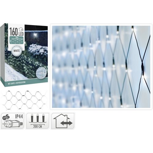 Instalație luminoasă pentru exterior, 200x100cm, 160 LED-uri, alb rece, IP44