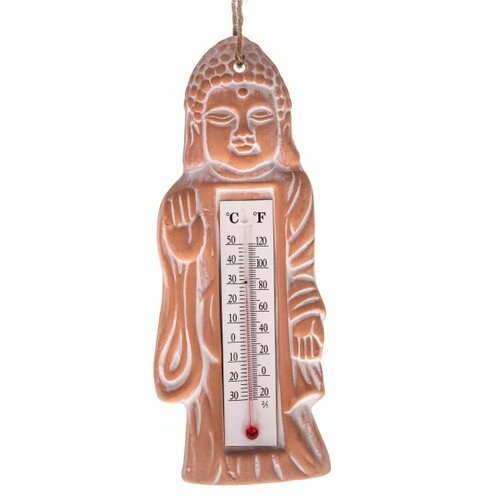 Keramični termometer Budha, rjava, v. 22 cm