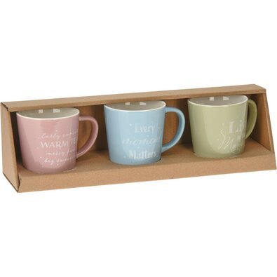 EH 3-dielna sada porcelánových hrnčekov Tea time, 180 ml