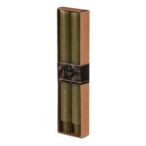 Set de lumânări conice, verde, 2 bucăți, parafină