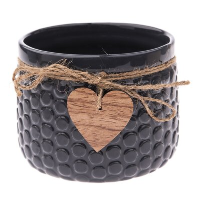 Keramični lonček za cvetje Wood heart temno modra,9,5 x 12,5 cm