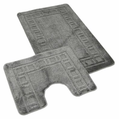 Kvalitex Набір килимків для ванної кімнати «Рам»,сірий, 60 × 100 см, 60 × 50 см