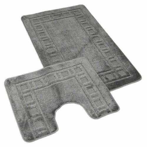 Kvalitex Badematten-Set Rahmen grau, 60 x 100 cm, 60 x 50 cm