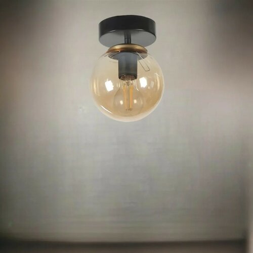 Lampa sufitowa Yeni Can Tekli Siyah Bal Camli Avize, czarny