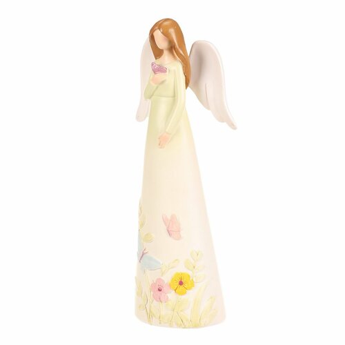 Dekorativna figurica cvetlični angel, rumena, 9 x6 x 21, poliresin