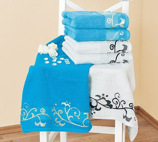 Sada ručníků Venera, modrá, modrá, 50 x 90 cm