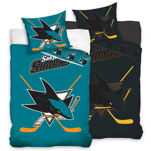 Bavlněeé svietiace obliečky NHL San Jose Sharks, 140 x 200 cm, 70 x 90 cm