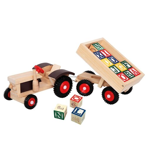 Bino Traktor mit Gummirädern und Anhänger