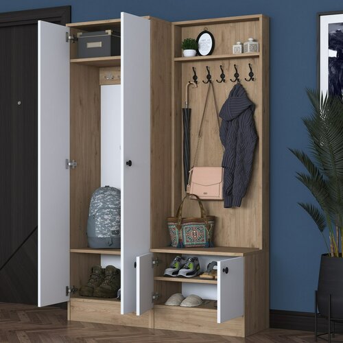 Predsieňová zostava Pone White and Walnut I