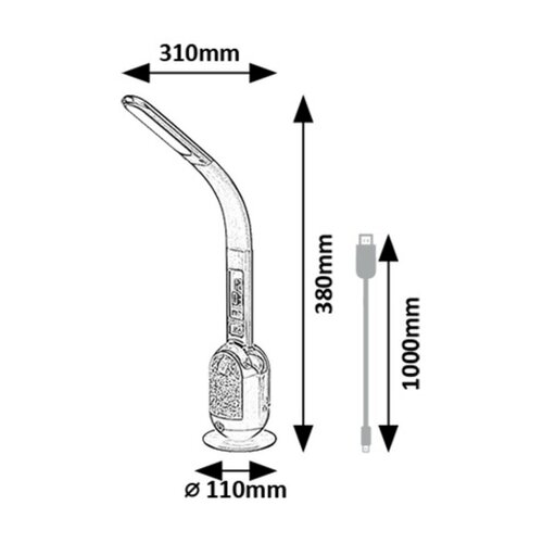 Rabalux 74231 lampa stołowa LED z brokatem Figen, biały, 5 W, 290 lm, 5000 K, ściemnialna