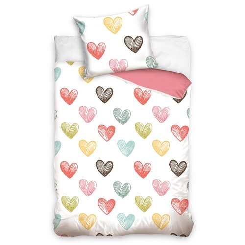 BedTex Bavlnené obliečky Color Hearts, 140 x 200 cm, 70 x 90 cm