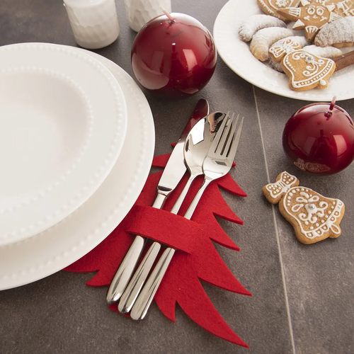 Orion Žepek za jedilni pribor Stromek rdeč, 18 x18 cm, set 2 kosov