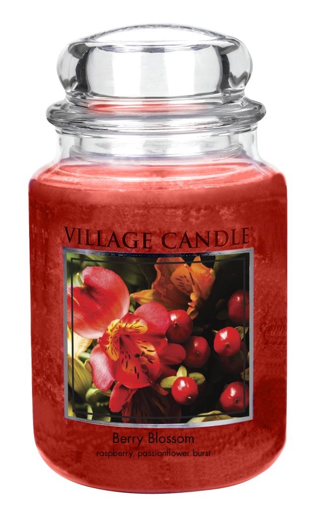 Village Candle Vonná sviečka v skle, Červené kvety - Berry Blossom, 26oz, 645 g