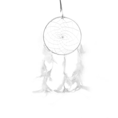 InDecor Prindător de vise din bumbac cu pene, alb,15 x 15 x 40 cm