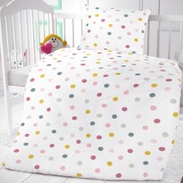 Бавовняна постільна білизна в дитяче ліжечко Кульки на білому, 90 x 135 см, 45 x 60 см
