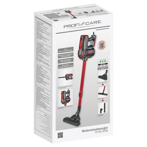 ProfiCare BS 3038 tyčový aku vysavač 2v1, červená