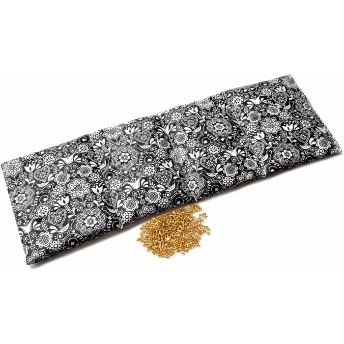 Poduszka rozgrzewająca na okolice lędźwiowe z pszenicą, czarno-biała