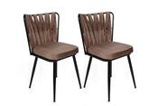 Set de scaune de sufragerie Kusakli Light Brownand Black, 4 buc.