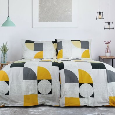 Lenjerie pat bumbac creponat B.E.S. Petrovice Top Class Geometries, 140 x 200 cm, 70 x 90 cm