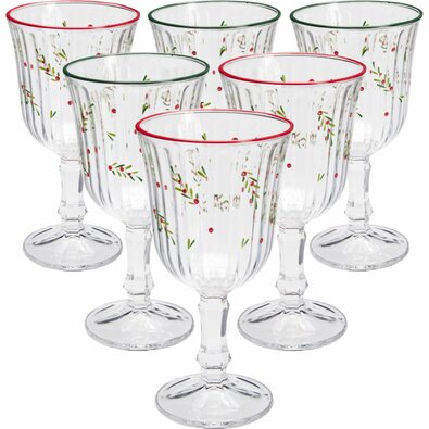 Set de 6 pahare de vin Xmas Leaves 240 ml