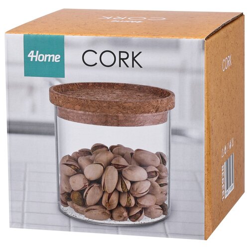 4Home Szklany pojemnik do żywności z pokrywką Cork, 450 ml