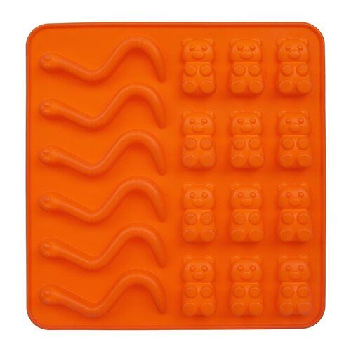 Orion Silikonform GUMMIBÄRCHEN/WÜRME 19 x 19 x 1 cm, orange