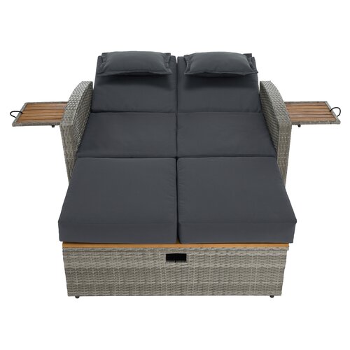 Sofa ogrodowa rattanowa MALORY, szary/naturalny