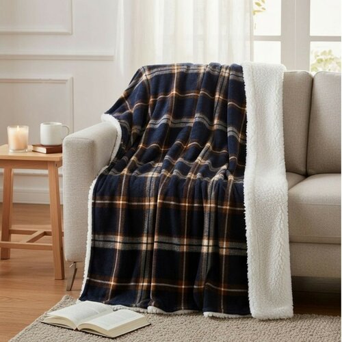 Pătură din imitație blăniță Classic albastră, 200 x 150 cm