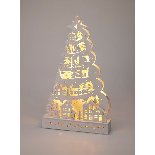 Vánoční svítící strom, 45 x 6 x 27 cm, 15LED, dřevo