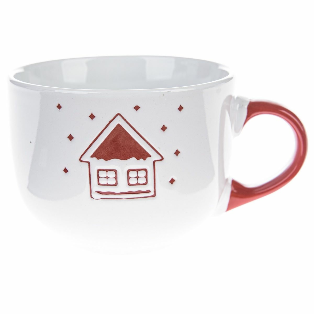 Świąteczny kubek ceramiczny Snowy cottage biały,  500 ml