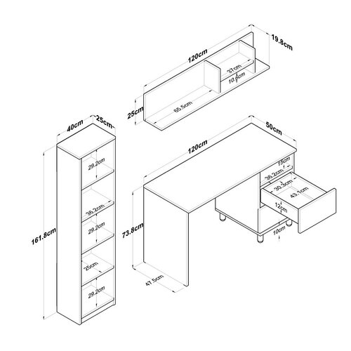 Hapem Walnut and Anthracite íróasztal