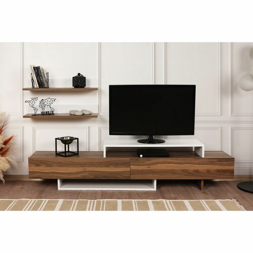 Ansamblu de mobilier TV Nirvana Teak and White