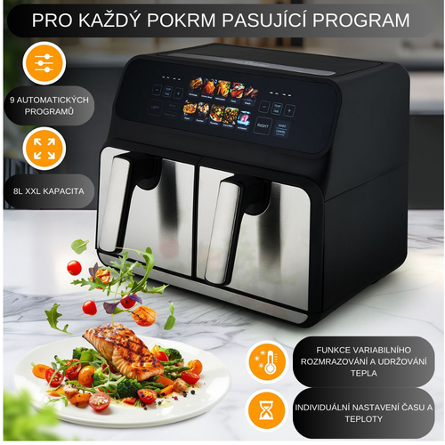 ProfiCook FR 1287 H dupla forrólevegős fritőz, 8 l