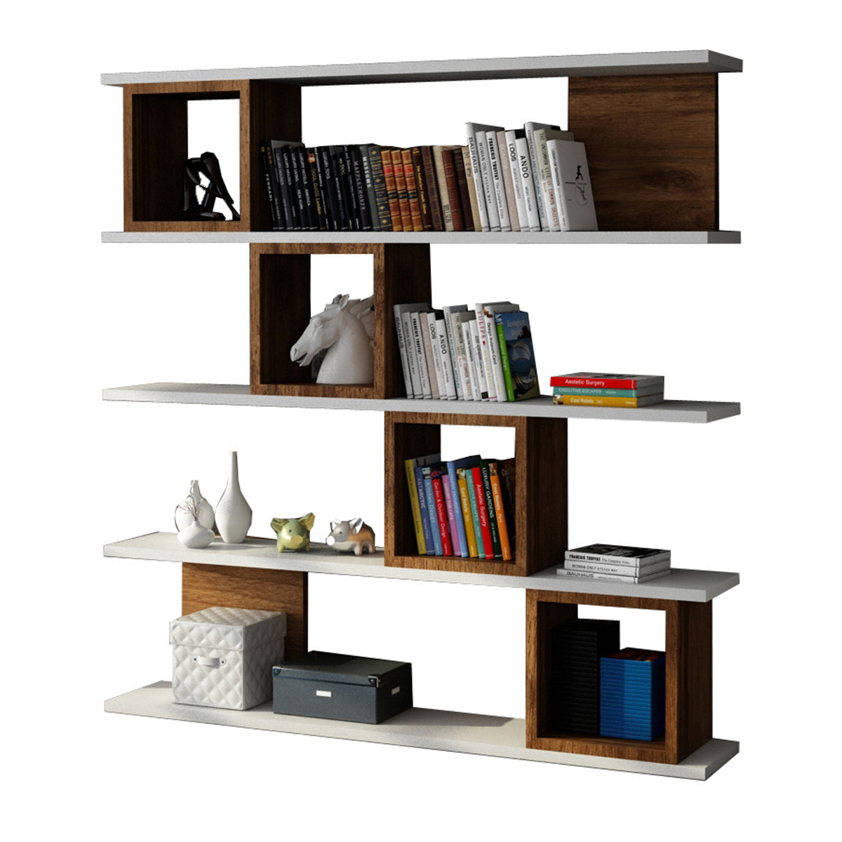 Knihovna Wind White Walnut