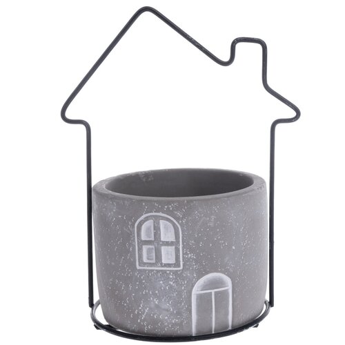 Бетонний ковпак для вазона House сірий, 15 x 19,5x 11,5 см