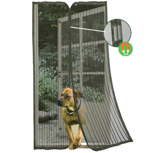 Mreža proti komarjem za vrata z magneti, črna, 210x 100 cm