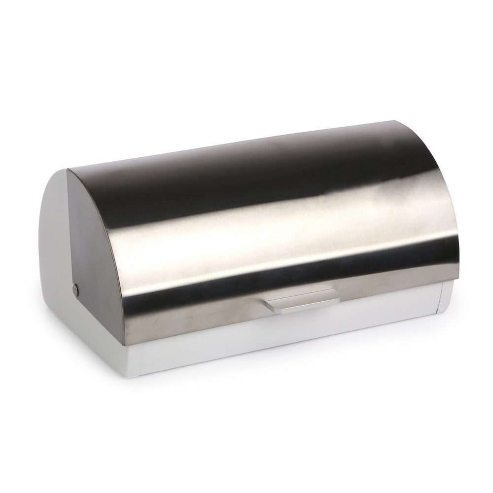 Chlebník biely s nerezom, 39 x 28 x 19 cm