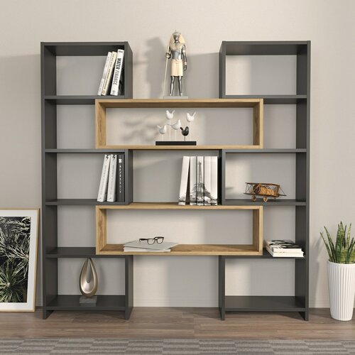 Knihovna Poyraz Black and Oak