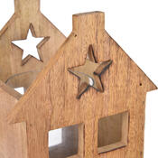 4Home Laterne aus Mangoholz „Shining Star“, 18 x 15 x 25 cm