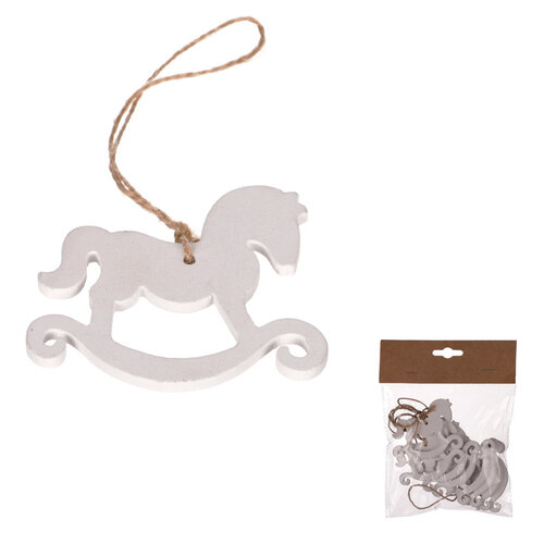 Ornament de Crăciun din lemn Ponny, alb, 8 buc