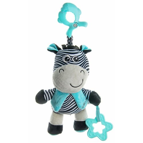 Baby Mix Edukační hrající plyšová hračka s klipem Zebra, 17 cm