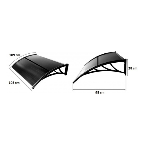 Marchiză copertină transparentă pentru ușă, 100 x 200 cm