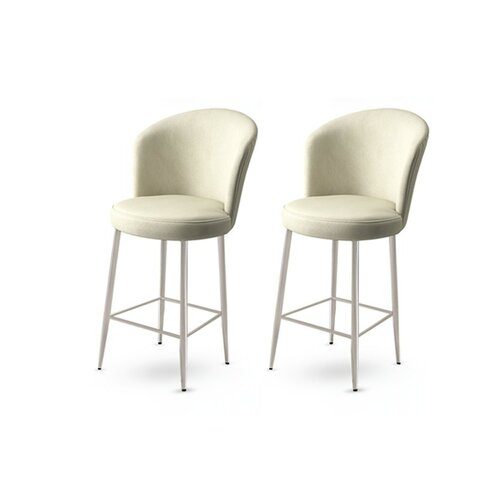 Barstuhl-Set Alte Beige and Chrome, 2 Stück