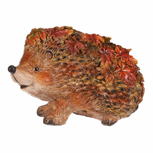 Decorație de toamnă Arici cu frunze, 22 x 13 x 15cm, poliresină