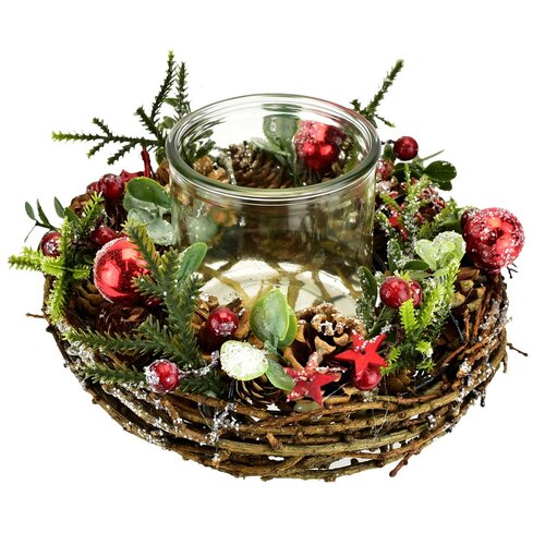 Božični okrašen svečnik Sedrino, 11 x 22 cm