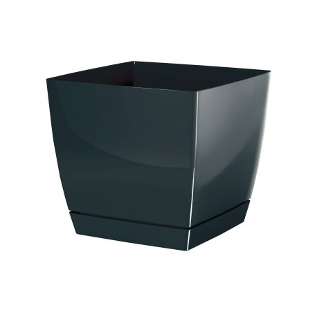 Prosperplast Obal na květináč Coubi Square s miskou grafitová, 18 cm, 18 cm