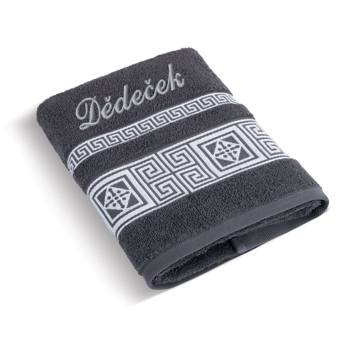 Bellatex Uterák s výšivkou Dedko tmavosivá, 50 x 100 cm