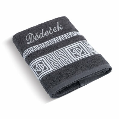 Bellatex Ručník s výšivkou Dědeček tmavě šedá, 50 x 100 cm