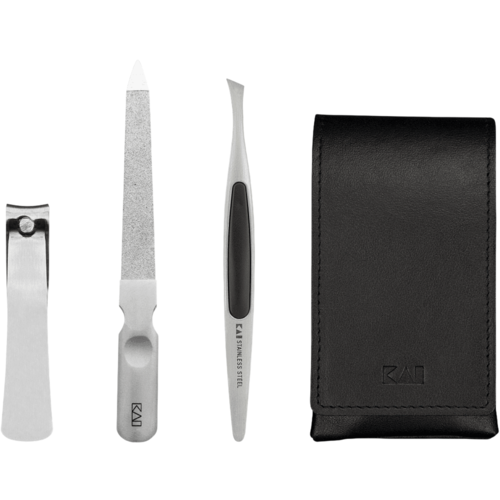 Zestaw do paznokci Kai w skórzanym etui Beauty Care – cążki, pilnik, pęseta